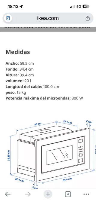 Microondas IKEA LAGAN 20 a estrenar - Cristal roto