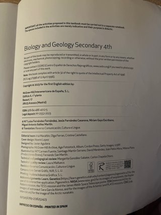 Biology and Geology, Secondary 4th