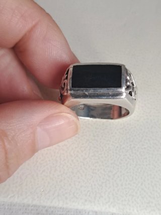 Anillo Plata Ley 925 con Piedra Negra