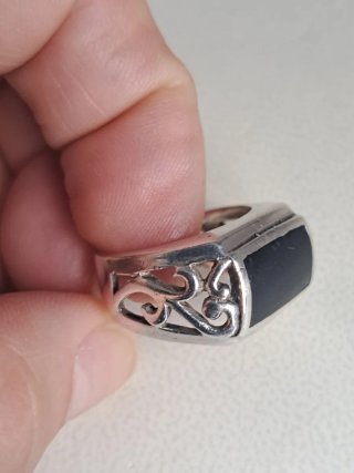 Anillo Plata Ley 925 con Piedra Negra