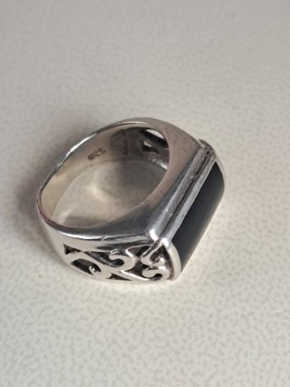 Anillo Plata Ley 925 con Piedra Negra