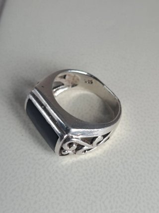 Anillo Plata Ley 925 con Piedra Negra