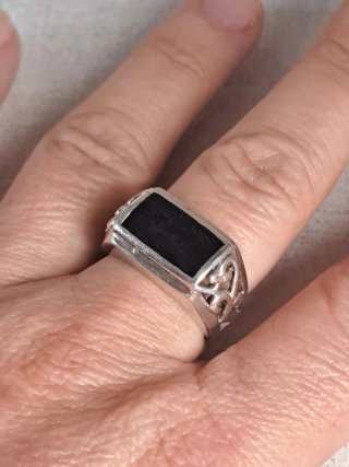Anillo Plata Ley 925 con Piedra Negra