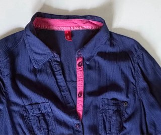 Camicia mezza manica donna blu e rosa