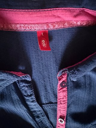 Camicia mezza manica donna blu e rosa