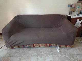 Sofá-cama madera y tela floral