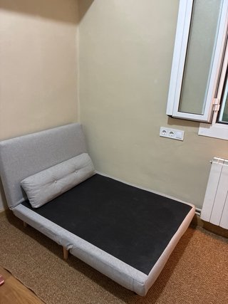 Sofá Cama Tela Azul y Beige