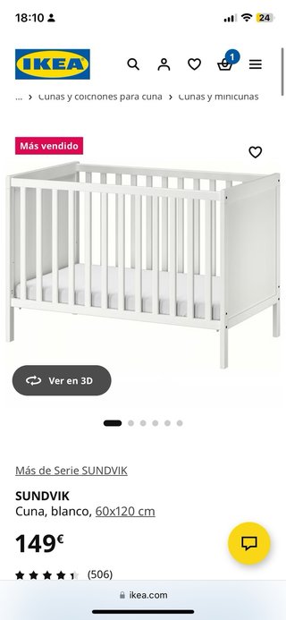 Cuna Ikea Sundvik + Colchón Ecus Kids