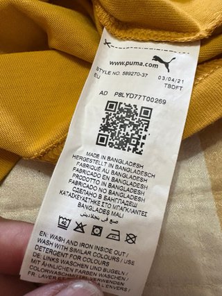 Camiseta Puma Talla S Amarilla