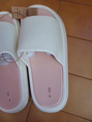Chanclas Mujer Talla 40 Blancas y Rosas