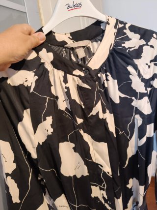 Vestito lungo fantasia bianco e nero