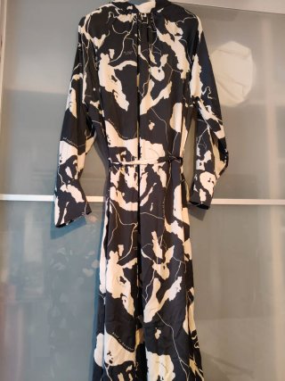 Vestito lungo fantasia bianco e nero