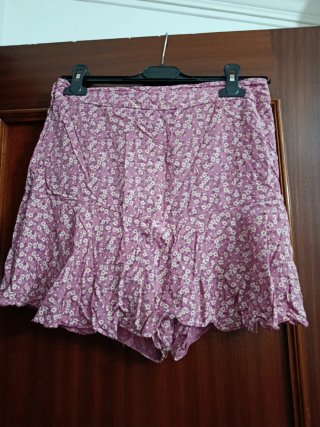 Falda pantalón flores rosa