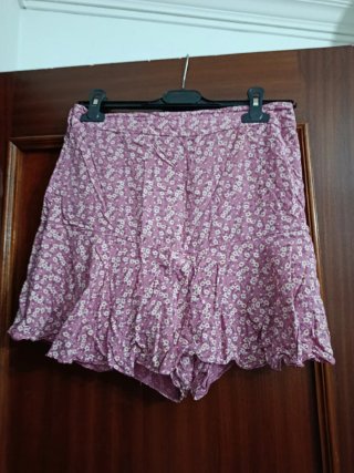 Falda pantalón flores rosa