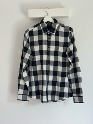 Camicia uomo a quadri bianco e nero