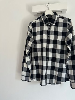 Camicia uomo a quadri bianco e nero