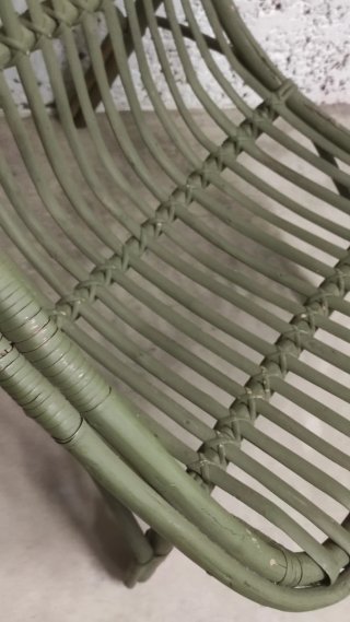 Sillón Vintage Bambú y Ratán Verde