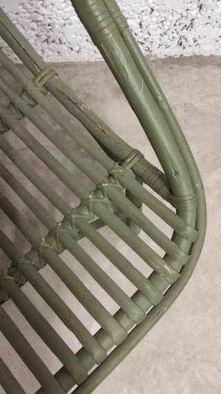 Sillón Vintage Bambú y Ratán Verde