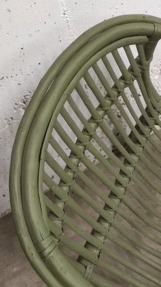 Sillón Vintage Bambú y Ratán Verde