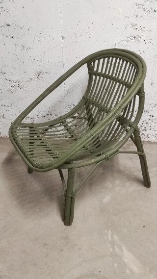 Sillón Vintage Bambú y Ratán Verde