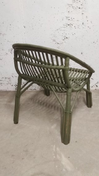 Sillón Vintage Bambú y Ratán Verde