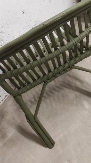 Sillón Vintage Bambú y Ratán Verde