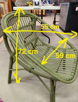 Sillón Vintage Bambú y Ratán Verde