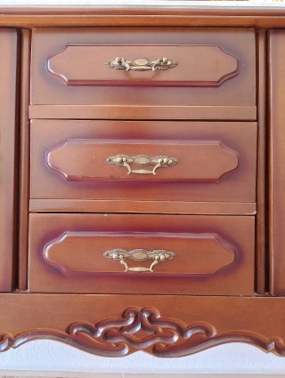 Mueble de entrada vintage dorado y madera