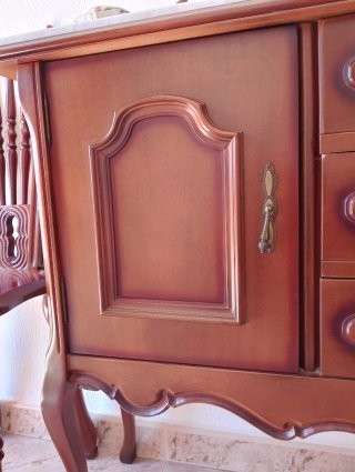 Mueble de entrada vintage dorado y madera