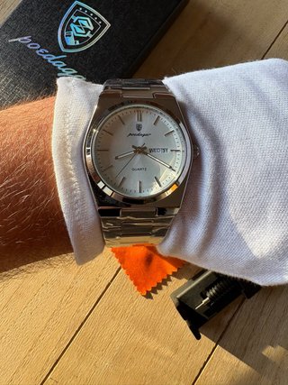 Orologio in Acciaio Inox Poedagar Argento e Bianco
