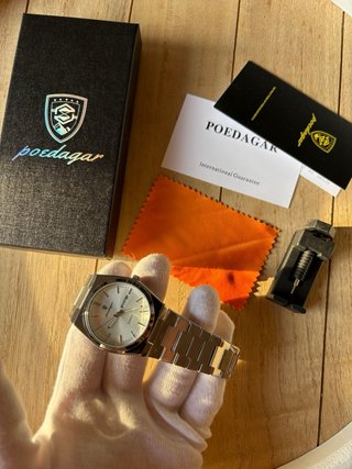 Orologio in Acciaio Inox Poedagar Argento e Bianco