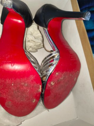Zapatos Christian Louboutin Tacón Negro/Plata