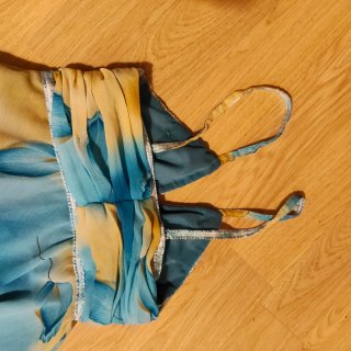 Vestido Verano/Bodas Beige y Azul