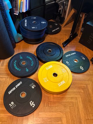 Discos Bumper y Barras Olímpicas
