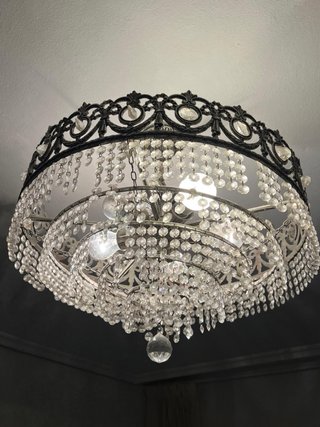 Lámpara Vintage Cristal Imperio Francés Plata