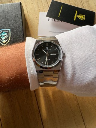 Orologio in Acciaio Inox Poedagar Argento e Nero