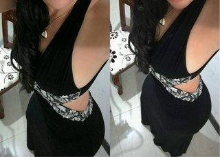 Vestido largo negro con detalles plateados