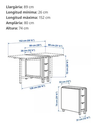 Mesa plegable de madera