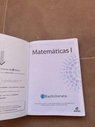 Matemáticas I 1º Bachillerato, Editex