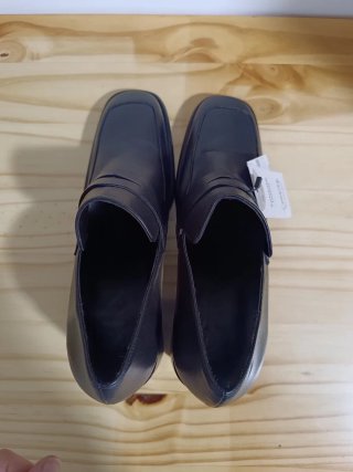 Zapatos Mocasín Tacón Ancho Negro Talla 41