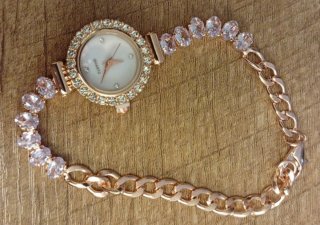 Conjunto Pendientes y Reloj Oro Rosa