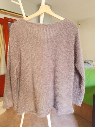 Jersey punto suave gris manga larga oversize