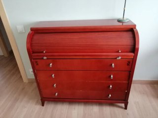 Mesita auxiliar madera alta cristal