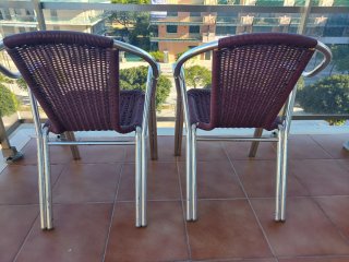 2 Sillas Terraza Metal Mimbre