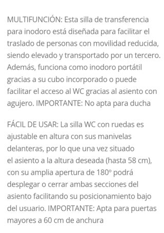 Silla de transferencia,pers movilidad reducida
