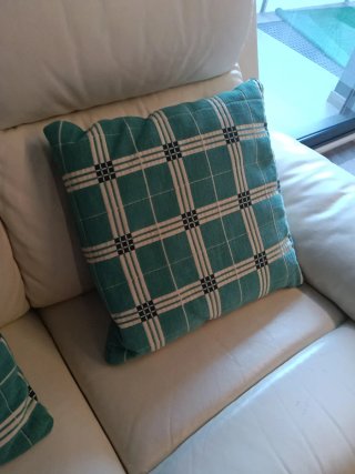 2 Cojines Cuadros Teal 40x40