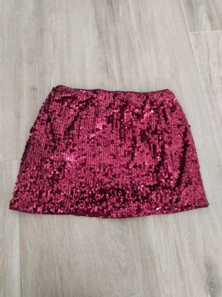 Falda corta lentejuelas rosa/rojo