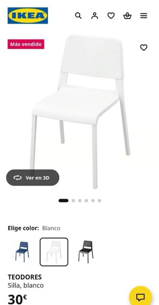 5 Sillas IKEA Teodores Blancas