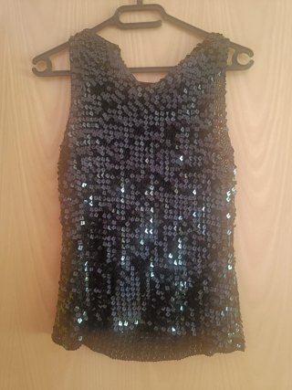 Top Zara lentejuelas negro
