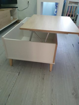 Mesa centro elevable con almacenaje